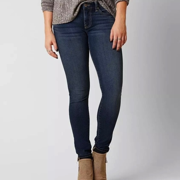 BKE 2 Long (26L) Payton Skinny Jeans Mid 8” Rise Stretch Womens Dark Wash - Picture 1 of 16